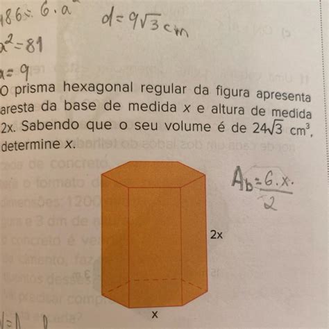 O Prisma Hexagonal Regular Da Figura Apresenta Aresta Da Base De Medida