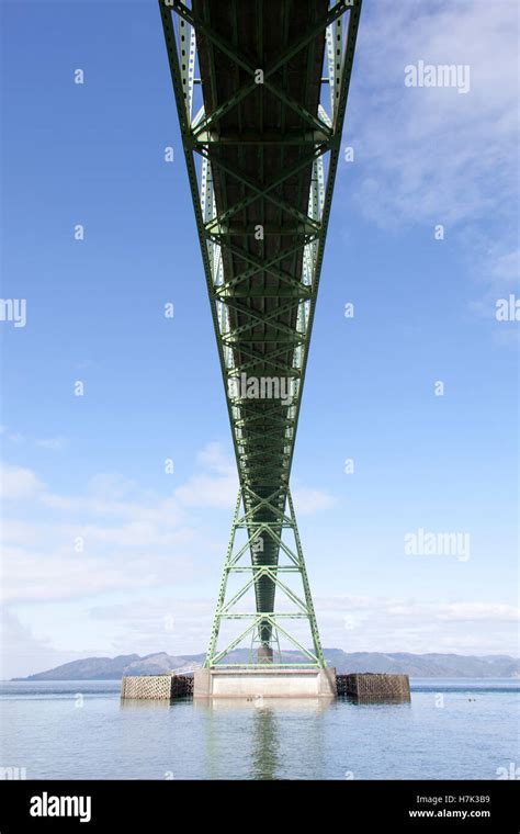 The View Under Astoria Bridge That Stretches Over Columbia River