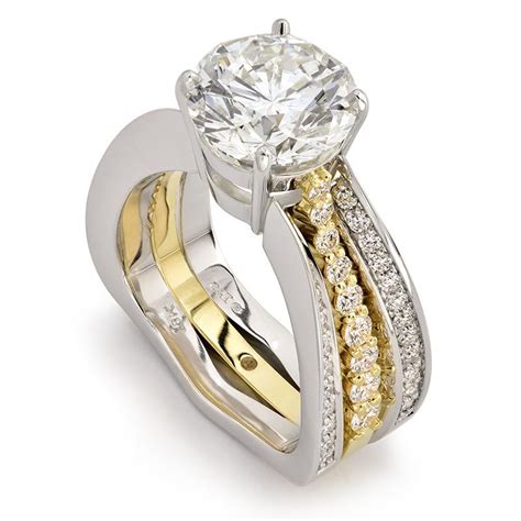 Evolve Round Brilliant Cut Diamond Two Tone Engagement Ring