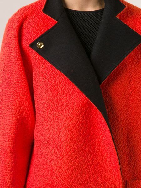 Emanuel Ungaro Boucle Oversize Coat In Red Yellow And Orange Lyst