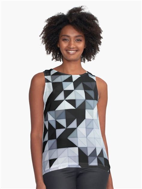 Abstract Black And White Geometry Sleeveless Top By Dominiquevari
