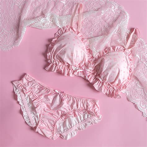 2021 cute pink womens underwear underwear sakura girl japanese kawaii bra panties womens ruffles