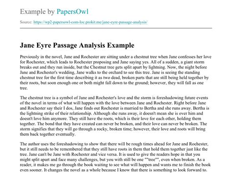 Jane Eyre Passage Analysis Free Essay Example