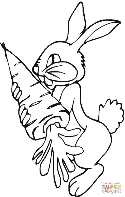 Bunny With Carrot Coloring Page Coloring Home