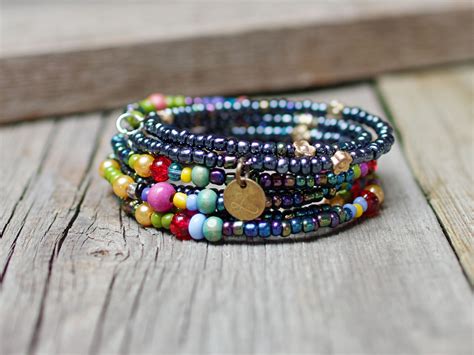 Boho Seed Beads Bracelets Memory Wire Bracelets For Women Bohemian