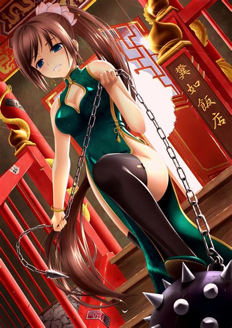 Wallpaper Ilustrasi Rambut Panjang Gadis Anime Si Rambut Coklat Stoking Gambar Kartun