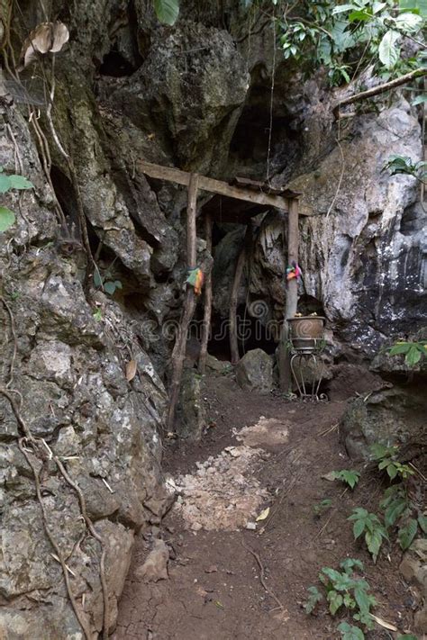 Secret And Mysterious Door Of Holy Cave Entrance In Jungle