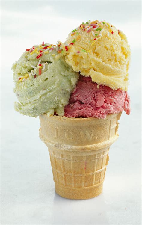 Ice Cream Cone With Three Scoops Of Ice License Images 13466573 Stockfood
