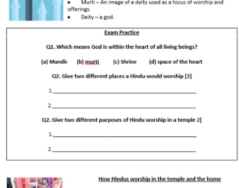 New Spec Aqa Rs Hinduism Practice Revision Guide Teaching Resources