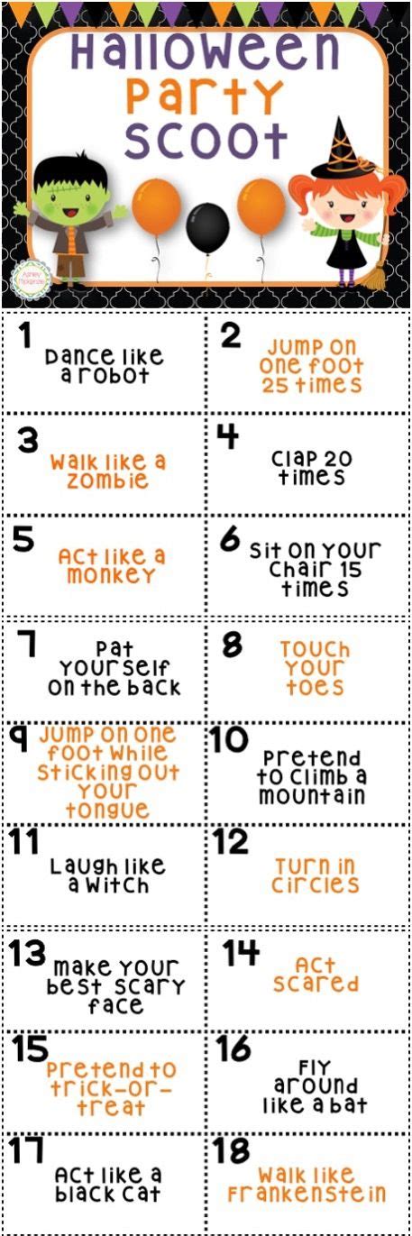 Halloween Party Scoot Game 30 Cards Fun Brain Brain Breaks And