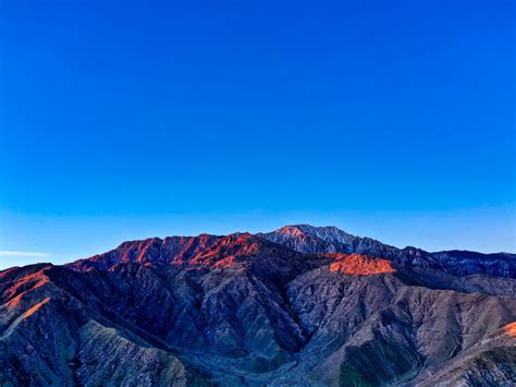 Wallpaper Blue Sky Mountains Glowing Summits Sunset Desktop