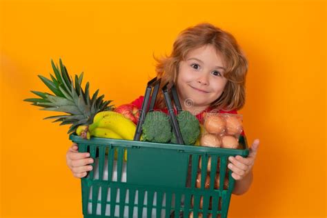 Food Store Shopping Kids Child Buying Grocery In Supermarket Grocery