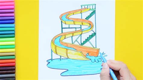 How To Draw A Water Park Slide Youtube