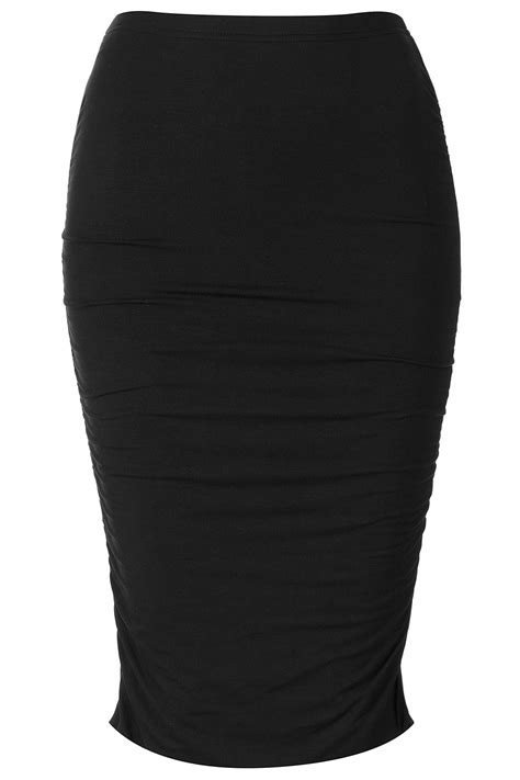 Lyst Topshop Black Ruched Side Tube Skirt In Black