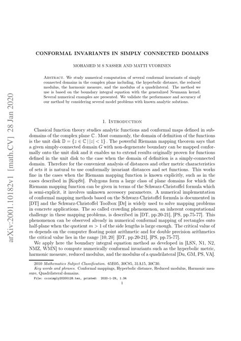 (PDF) Conformal Invariants in Simply Connected Domains