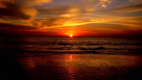 Download Dark Ocean Sunset Beach Wallpaper