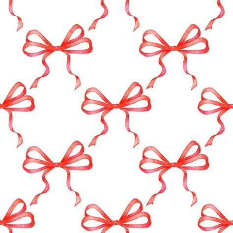 Premium Photo Watercolor Illustration Of Red Ribbons Pattern Seamless