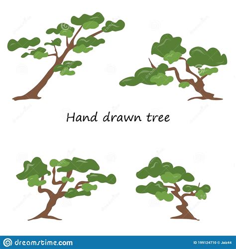 Vector Illustration Of Hand Drawn Tree Hand Sketch Collections Stock