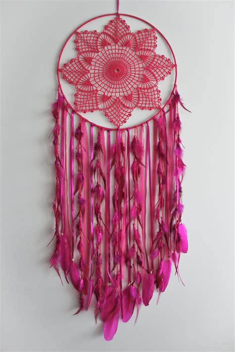 Large Rose Pink Dream Catcher The Best Present For Girl Wall Etsy