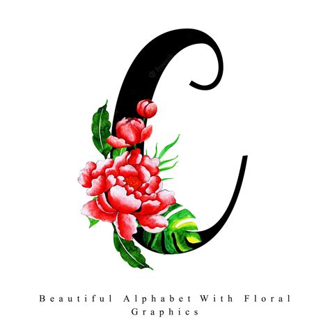 Letra Del Alfabeto C Fondo Floral Acuarela Vector Premium