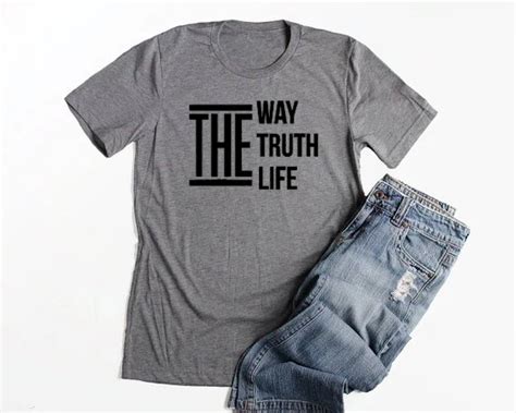 the way the truth the life christian t shirt unisex bible verse tee casual short sleeve outfits