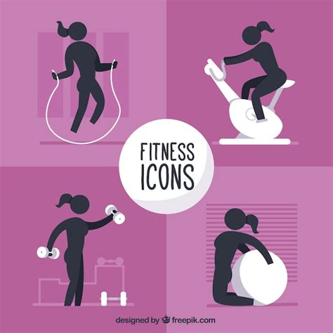 Premium Vector Fitness Icons For Woman Collection