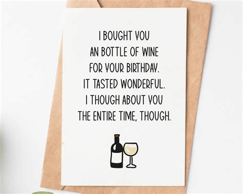 Funny Wine Bottle Birthday Card For Women Sarcastic Birthday Etsy