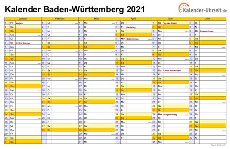 Kalender für das jahr 2021 (standard) beispiel: Get Kalender 2021 Zum Ausdrucken Kostenlos Baden ...