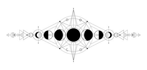 Fases Da Lua Astrologia Símbolos Celestes Pictograma Preto E Branco