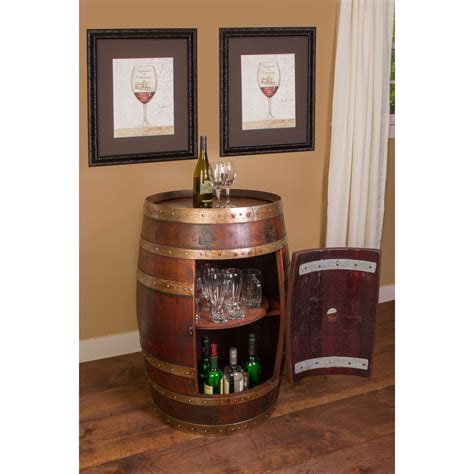 Wine barrels can also be used as storage cabinets. Wine Barrel Bar with Bar Cabinet | Wayfair