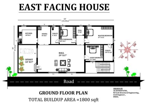 60 X30 East Facing 3bhk Furniture House Plan As Per Vastu Shastra
