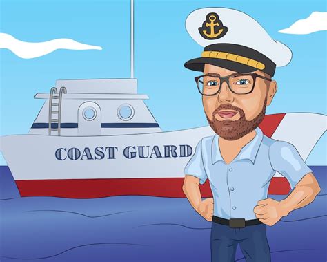 Coast Guard T Custom Caricature Portrait From Your Photo Etsy