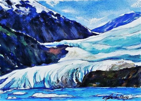 Mendenhall Glacier Upclose In May Painting By Therese Fowler Bailey