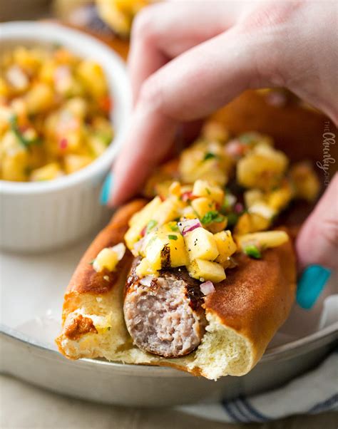 Grilled Bratwurst With Spicy Peach Salsa The Chunky Chef