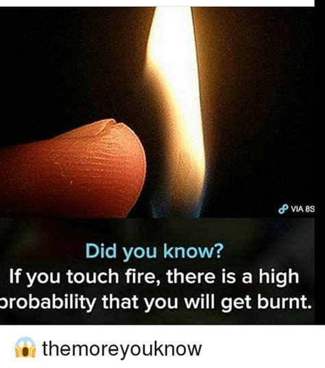 Via 8s Did You Know If You Touch Fire There Is A High Probability That