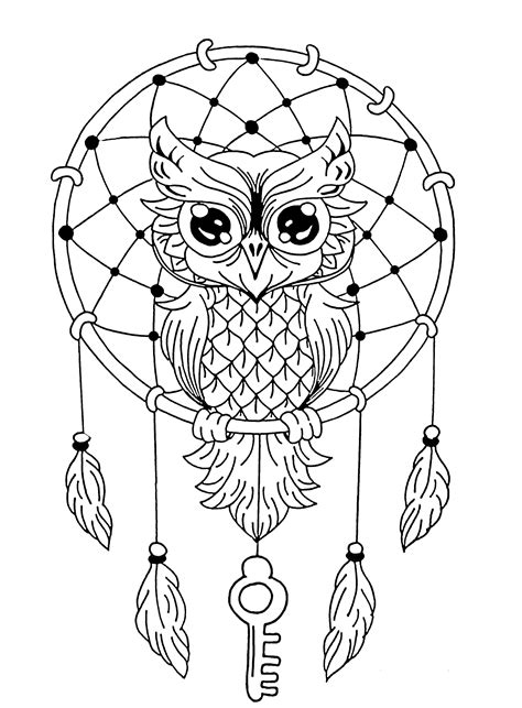 You can print or color them online at getdrawings.com for absolutely free. Owl dreamcatcher - Owls Adult Coloring Pages