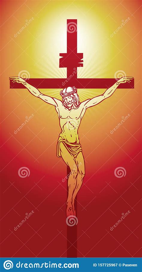 Crucifixion Of Jesus Christ A Religious Symbol Stock Vector