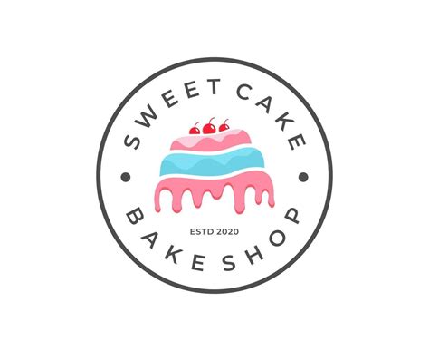 Sweet Shop Logo Design Template Vector Of Cake With Cherries With