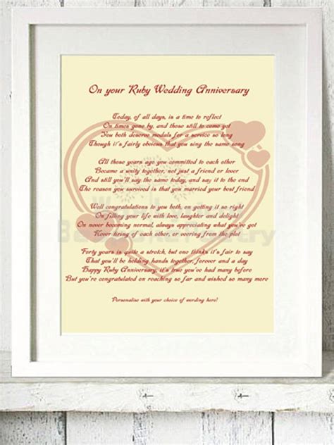 Ruby 40th Wedding Anniversary Personalised By Waxlyricalpoetry £1299