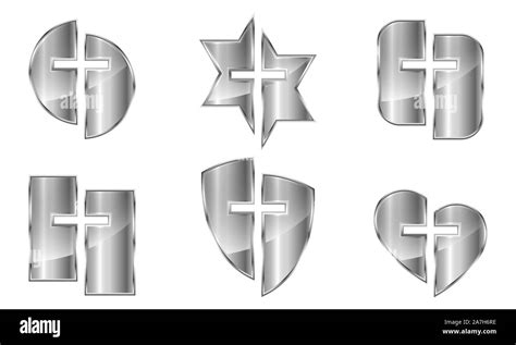 Set Of Metal Christian Symbols Isolated Vector Illustration Different