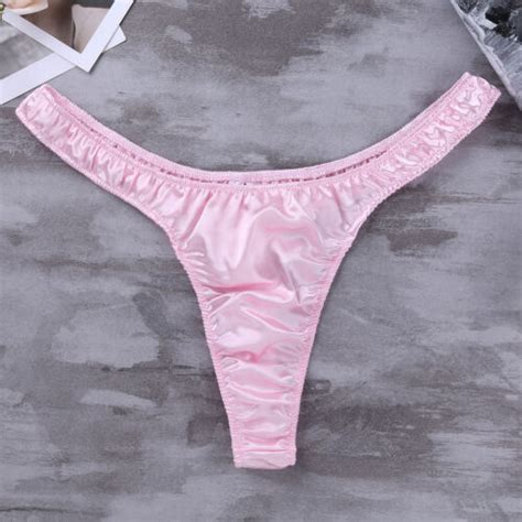 Sexy Mens Satin Thong Briefs Sissy Pouch Panties Gay Bikinis Underwear