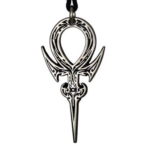 Gothic Pewter Ankh Cross Necklace Comes On Black Neck Cord