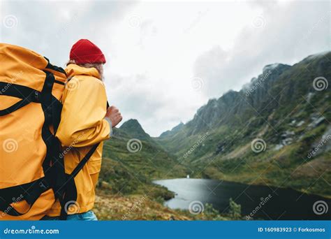 Hipster Solo Traveling In Mountain Stock Image Image Of Outdoor