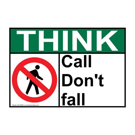 Ansi Call Dont Fall Sign With Symbol Ate 28936