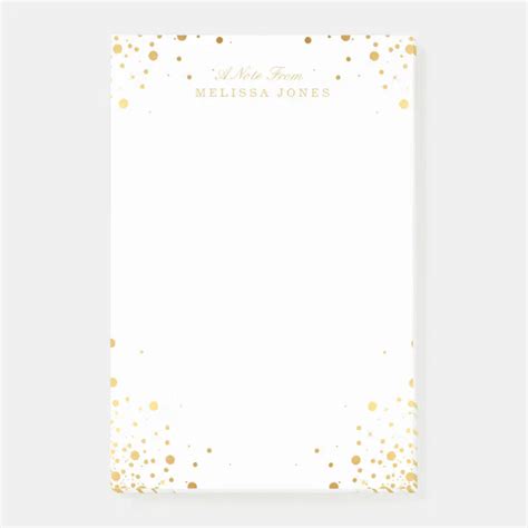 Personalized Gold Confetti Dots Post It Notes Zazzle