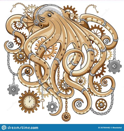 Two Steampunk Clocks With Gears Vector Illustration