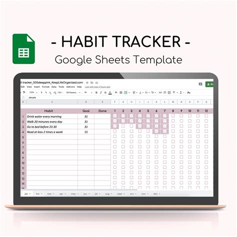 Google Sheet Habit Tracker Template