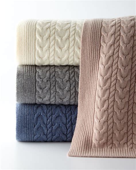 Sofia Cashmere Twisted Cable Throw Blanket 50 X 60 Cable Knit