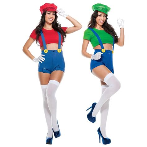 Sexy Mario And Luigi Costumes Adult Womens Group Ideas Halloween Fancy Dress Ebay