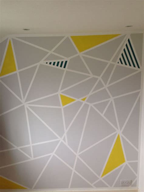 Geometric Paint Design On Study Feature Wall Frog Tape And Patience